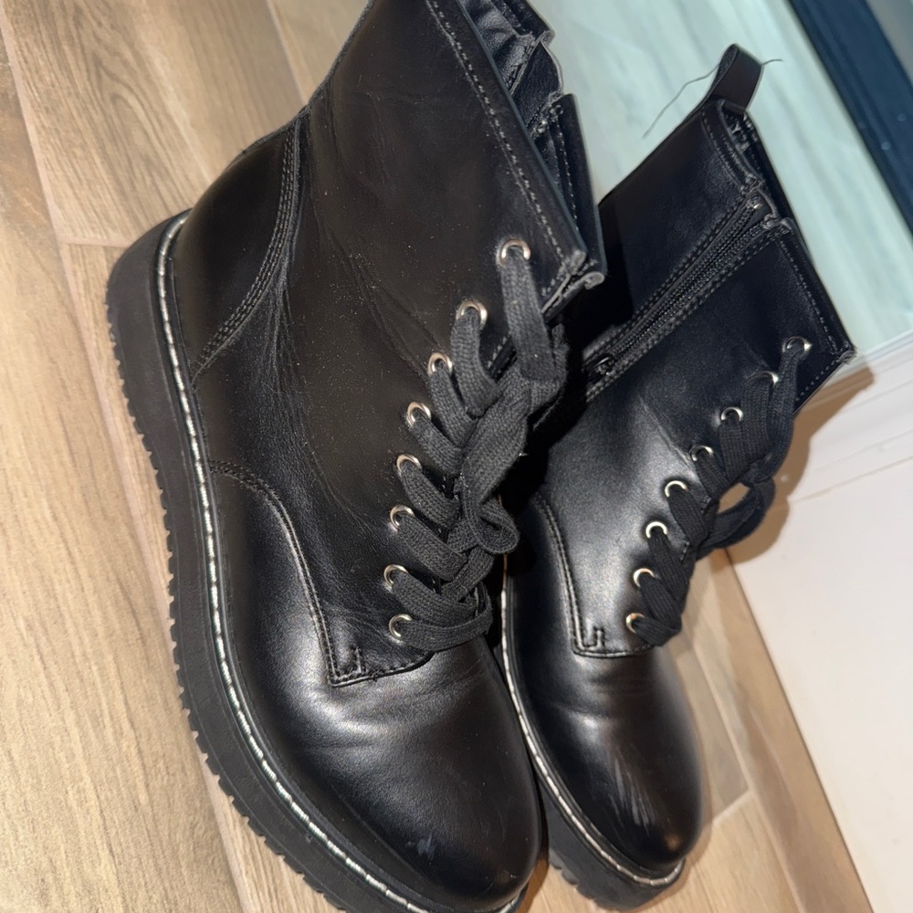 Black Lace-Up Ankle Boots